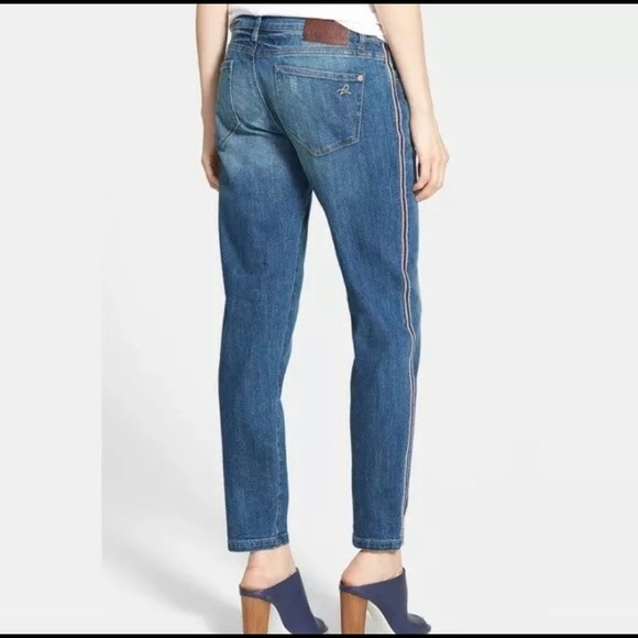 DL1961 Azalea Relaxed Skinny Distressed Striped Slim Denim Jeans - Picture 2 of 7